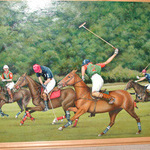 Oil on canvas the polo match signed E Ballard English School 20th century framed