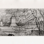 Andre Jacquemin, French 1904, pencil on paper, Quai de Pairs, France. Exhibited Wildenstein and Co Limited London November 1986 number 24.