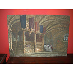 An original watercolour of a church interior professionally mounted