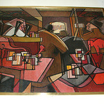 Oil on canvas "Closing time" an original oil on canvas by John Davies-English born 1899 died 1985. Born in Wolverhampton  he attended evening art school at the Manchester school of art in the company of C F Tunnicliffe and L S Lowry. He was  a member of the Manchester Academy of fine art and became a council member in 1948. He  was also a member of the Stockport Art Guild which he eventually became president of.