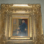 A portrait of Robert Nugent Earl Nugent taken from the portrait in West Hailing Hall Norfolk by Thomas Gainsborough in  a heavy gilt wooden frame