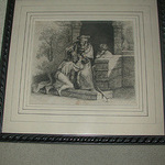 Renbrandt van Rijn Dutch 1606-1669 Boy kneeling Engraving signed Rembrandt 1642 framed book plate