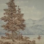 An original  19th century watercolour fishing on a lake professionally mounted