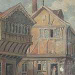 Original watercolour continental street scene  professionally mounted