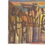 Floris Jespers Belgium 1889-1965
Congolese Groep Voor Baai (1954) oil on canvas signed Jespers 54