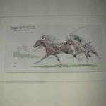 John Board English 20th century a polo artist a coloured print in a cream mount with a hand painted washline ready for framing
\