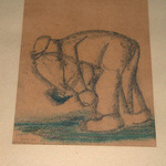 Floris Jespers Belgian 1889-1965 Pencil crayon and charcoal on paper framed a man stooping signed Jespers and dated 1944