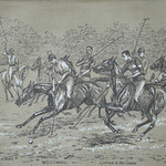 Cuthbert Bradley antique print The winning goal for the 9th Lancers professionally mounted