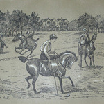 Cuthbert Bradley antique print circa 1893 Feilding the ball professionally mounted