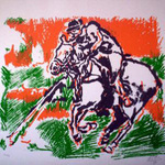 To celebrate the anniversary of polo 1869-1999 a lithographic print signed F Vio 99 and numbered 30/34 unframed