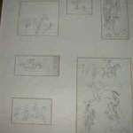 Six action polo pencil sketches in one mount the largest 16 x12 cms dated 1900 and signed but not legible (LUIZ)