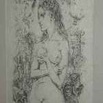 Attributed to Tsugouharu Fougita Japan born 1886 deid 1968 " Eve 2  lithograph on hand made paper