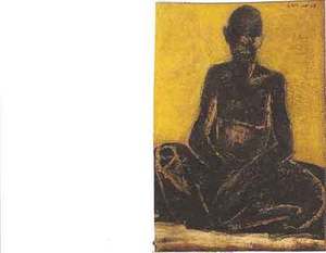 Floris Jespers Belgium 1889-1906 Zittende Man , Congo oil on canvas laid down on board signed Jespers upper right