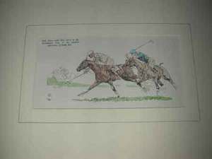 John Board English 20th century a polo artist a coloured print in a cream mount with a hand painted washline ready for framing

\