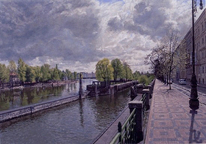 Clive Head, English 20th century, The Vtlava, Sunshine after Rain 2004 acrylic on paper.
