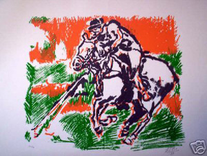 To celebrate the anniversary of polo 1869-1999 a lithographic print signed F Vio 99 and numbered 30/34 unframed